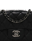 Lambskin Quilted Beaded Extra Mini Rectangular Flap Black
