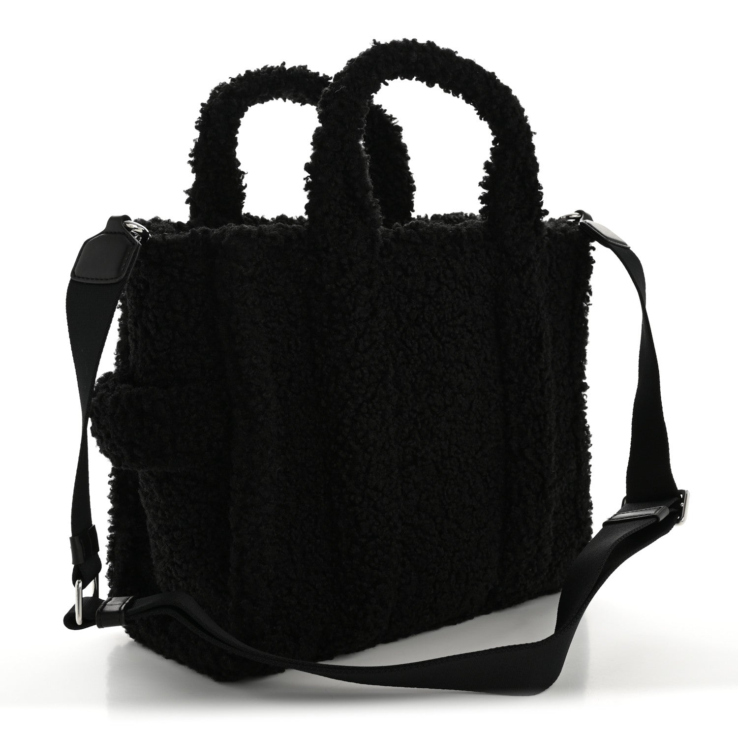 Polyester Cotton Medium The Teddy Traveler Tote Bag Black