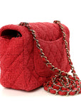 Tweed Quilted Mini Rectangular Flap Red