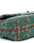 Tweed Quilted Mini Rectangular Flap Green