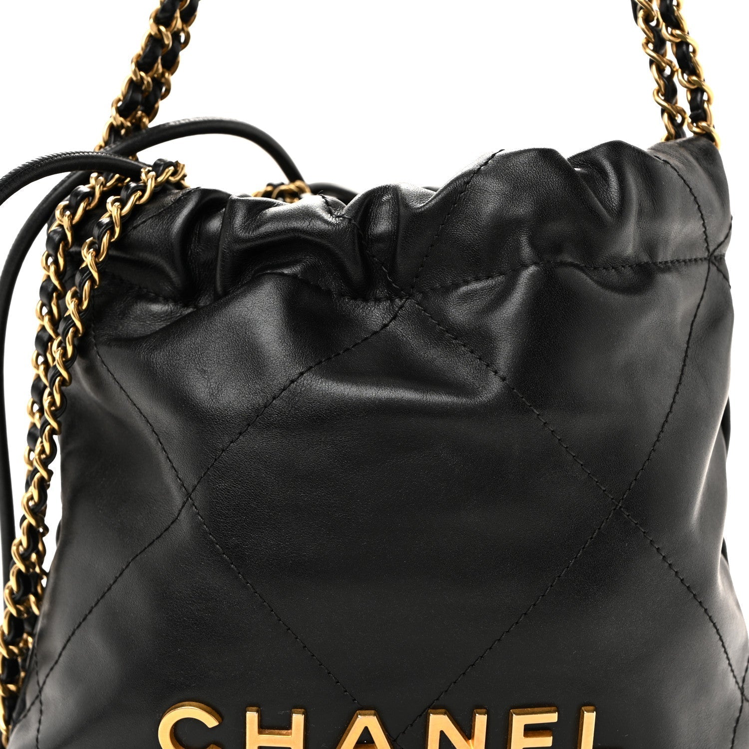 Shiny Calfskin Quilted Mini CHNL 22 Black