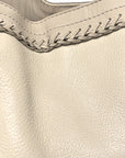 Grainy Calfskin Braided Small Canterbury Tote Beige