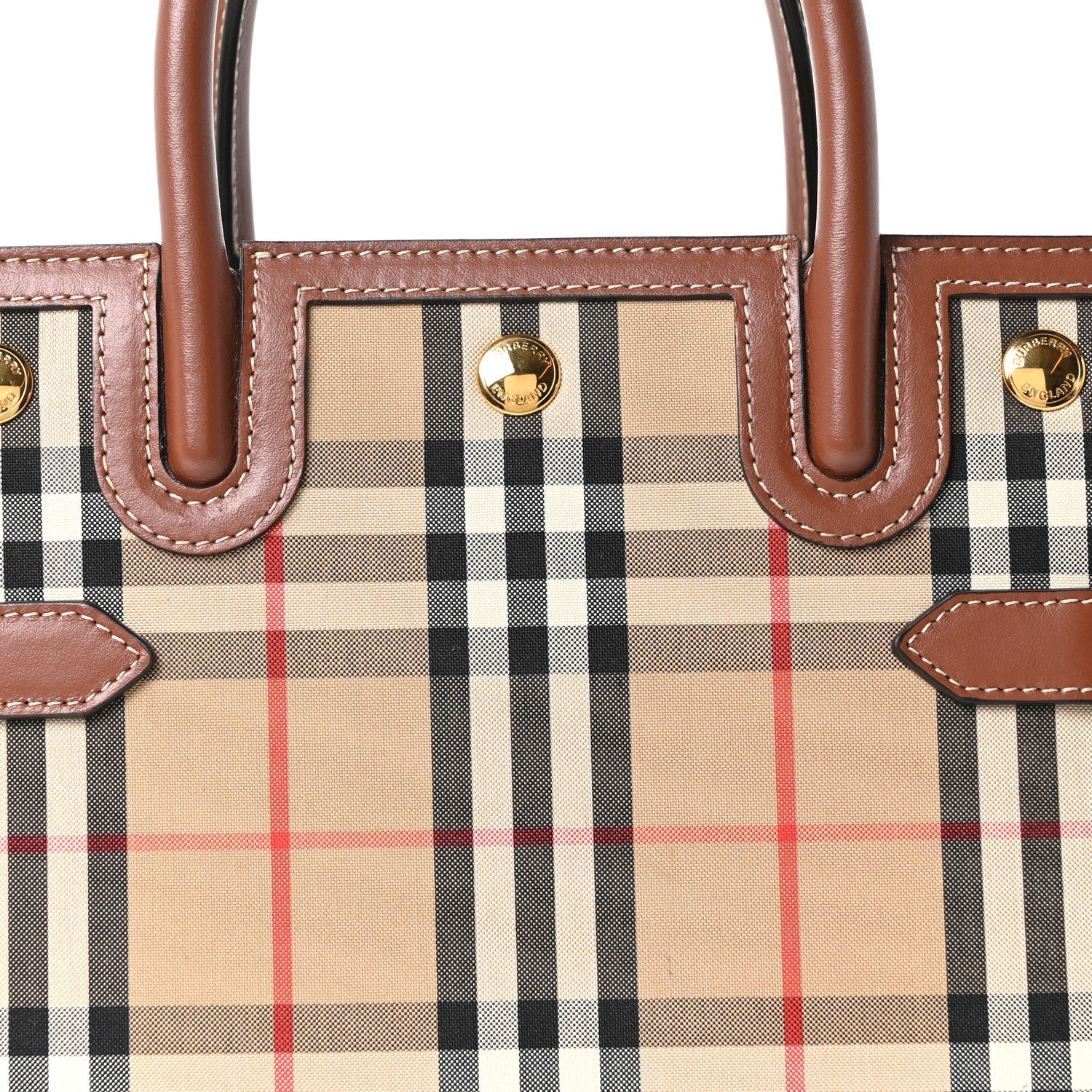 Calfskin Vintage Check Mini Two Handle Title Bag Archive Beige