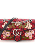 Monogram Multicolor Matelasse Diagonal Floral Embroidered Super Mini GG Marmont Shoulder Bag Red Blue Multicolor