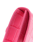 Calfskin Crocodile Embossed La Ceinture Bello Double Tour Belt Bag Pink