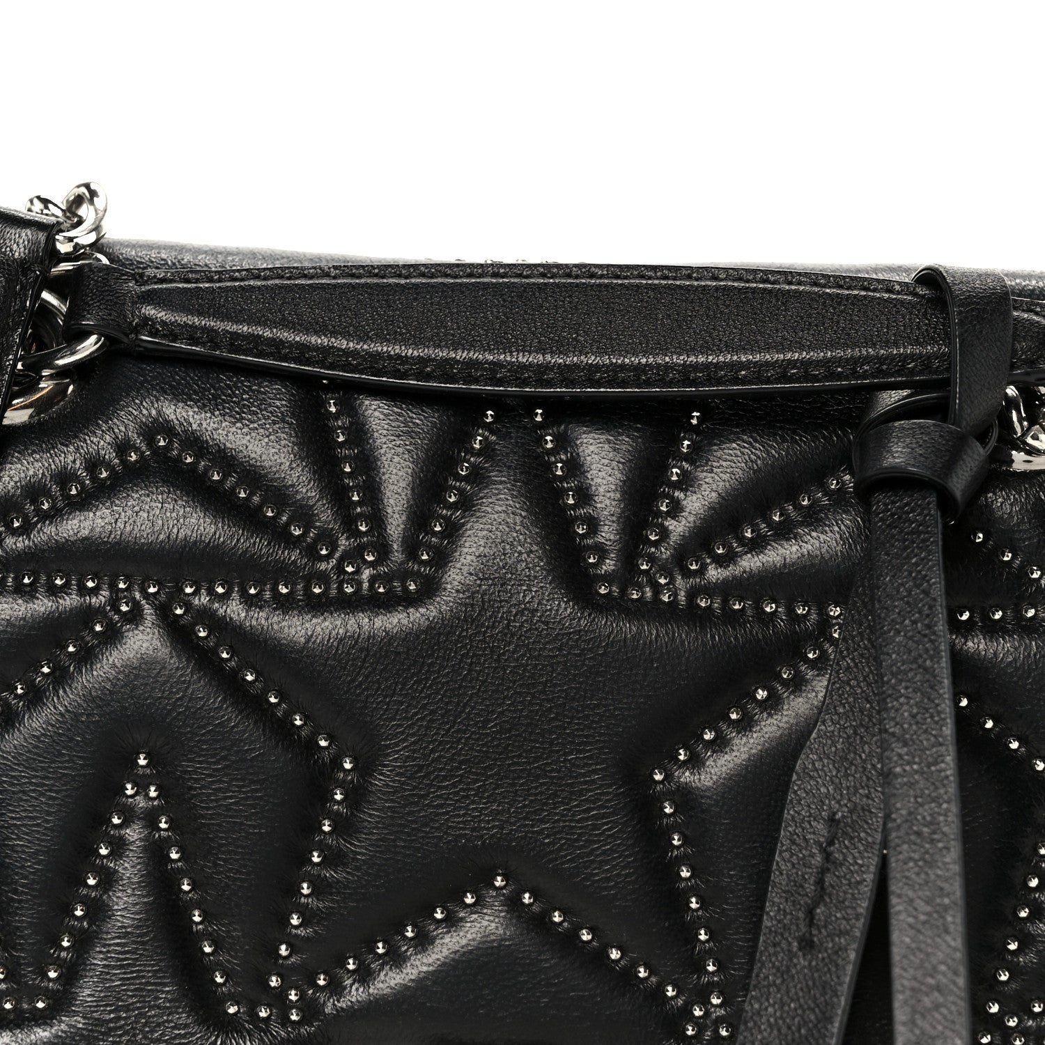 Nappa Star Quilted Studded Small Helia Shoulder Bag Black