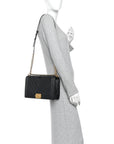 Calfskin Caviar Suede Chevron New Medium Boy Flap Black