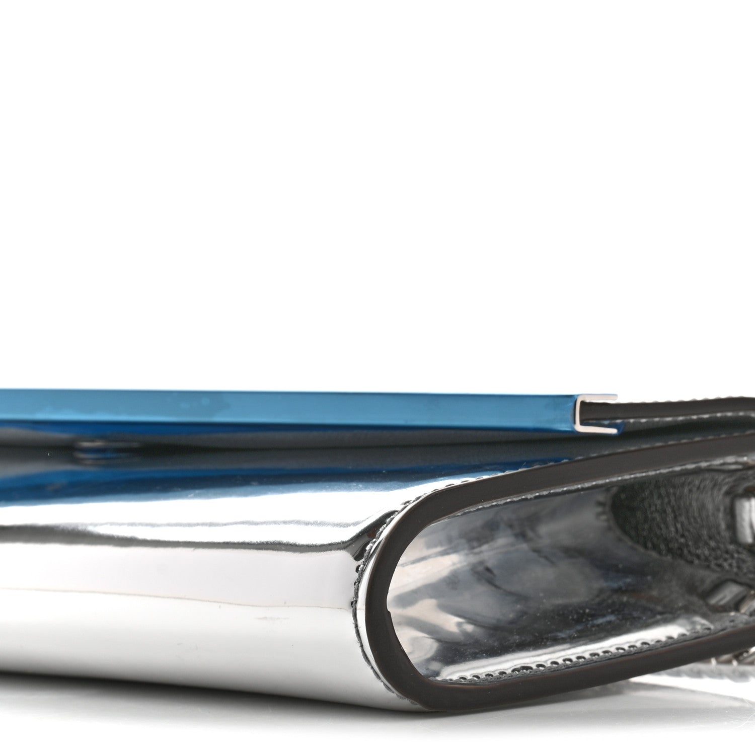 Metallic Mirror Fabric Emmie Clutch Bag Silver