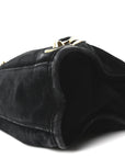 Baby Daim Suede Gold Metallic Edge Hardware Mini City Black