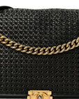 Braided Sheepskin Large Boy Reverso Flap Black