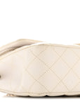 Caviar Quilted Medium Double Flap White