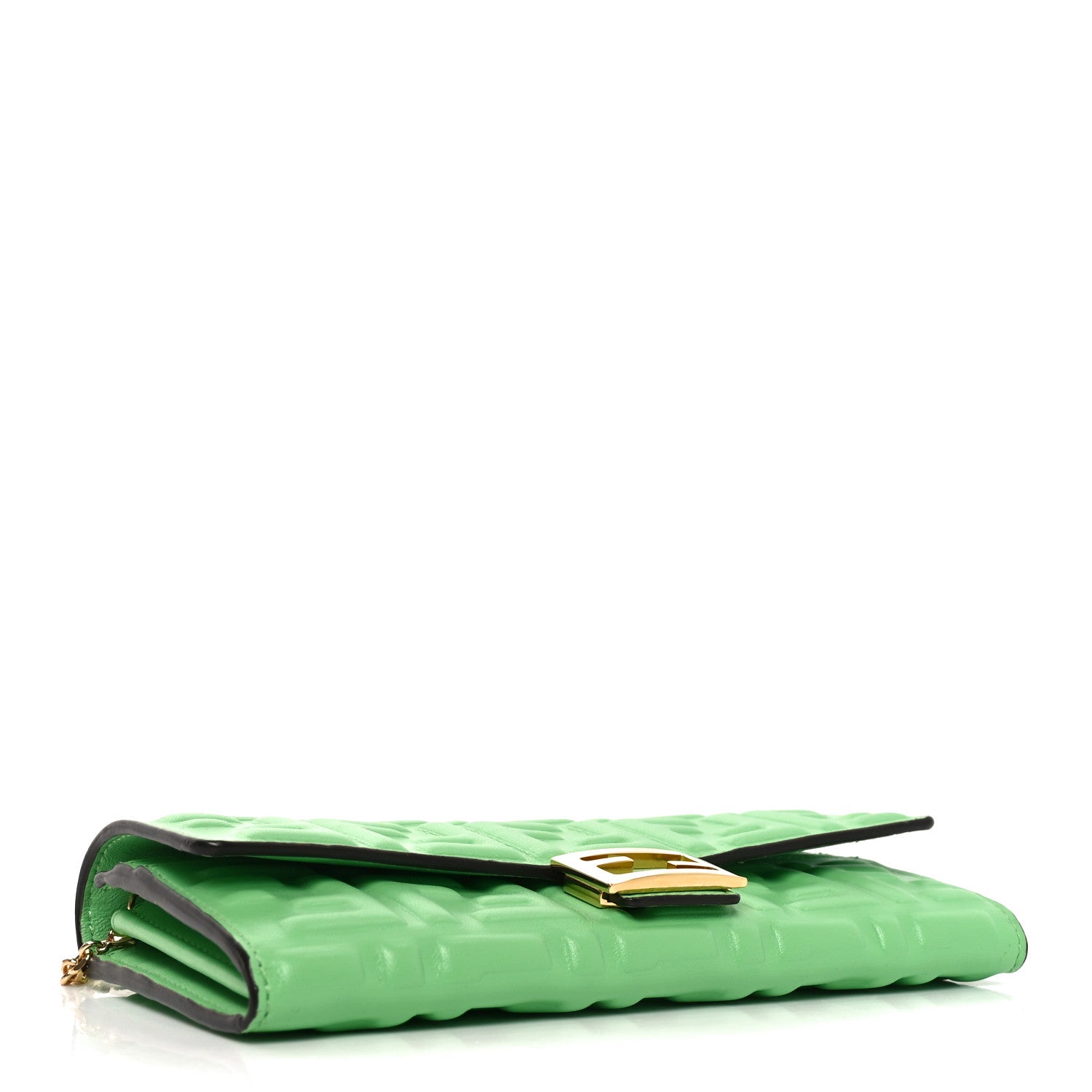Nappa Matisse FF Embossed Continental Wallet On Chain Edamame
