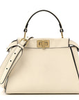 Vitello Seta Suede FF Mini Peekaboo Iconic Satchel  Uovo Sigaro Marrone