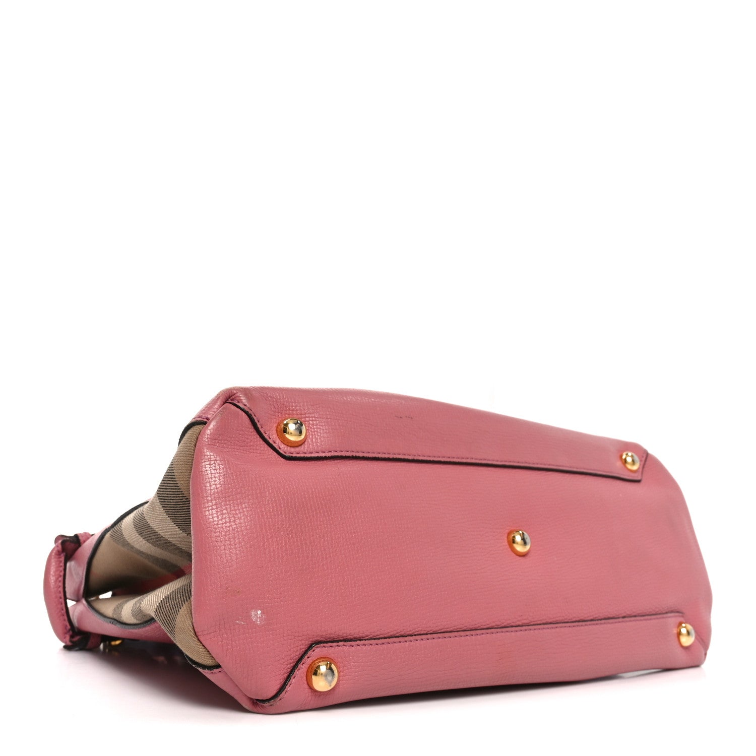 Grainy Calfskin House Check Medium Banner Tote Mauve Pink