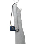 Denim Quilted CHNL 19 Wallet On Chain WOC Blue