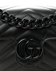 Calfskin Matelasse Monochrome GG Marmont Chain Mini Belt Bag Black