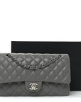 Caviar Quilted Medium Double Flap Grey