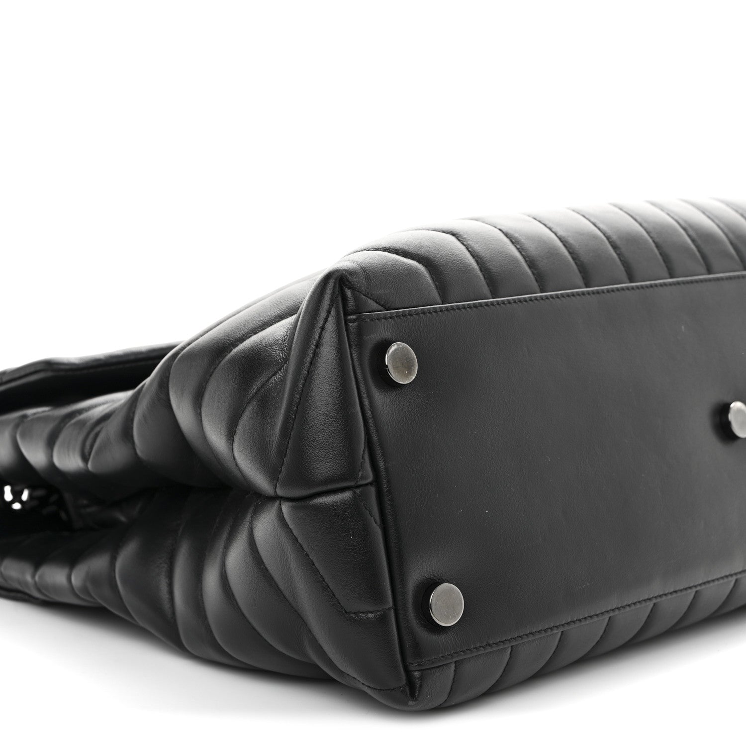 Calfskin Y Quilted Monogram Monochrome Large Loulou Chain Satchel Black