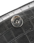 Calfskin Crocodile Embossed Medium Monogram Sunset Black