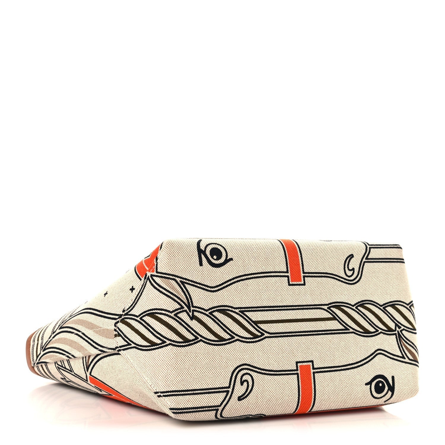 H Plume Canvas Swift Printed Quadrige au Fil Steeple 25 Bag Gris Beige Ecru Beige Gold