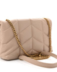 Lambskin Quilted Toy Loulou Puffer Monogram Chain Satchel Dark Beige