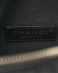 Shiny Crumpled Lambskin Quilted Medium Preppy Pocket Camera Case Black