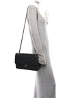 Caviar Quilted Jumbo Double Flap Black