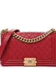 Caviar Quilted Medium Boy Flap Red