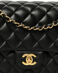 Lambskin Quilted Medium Double Flap Black