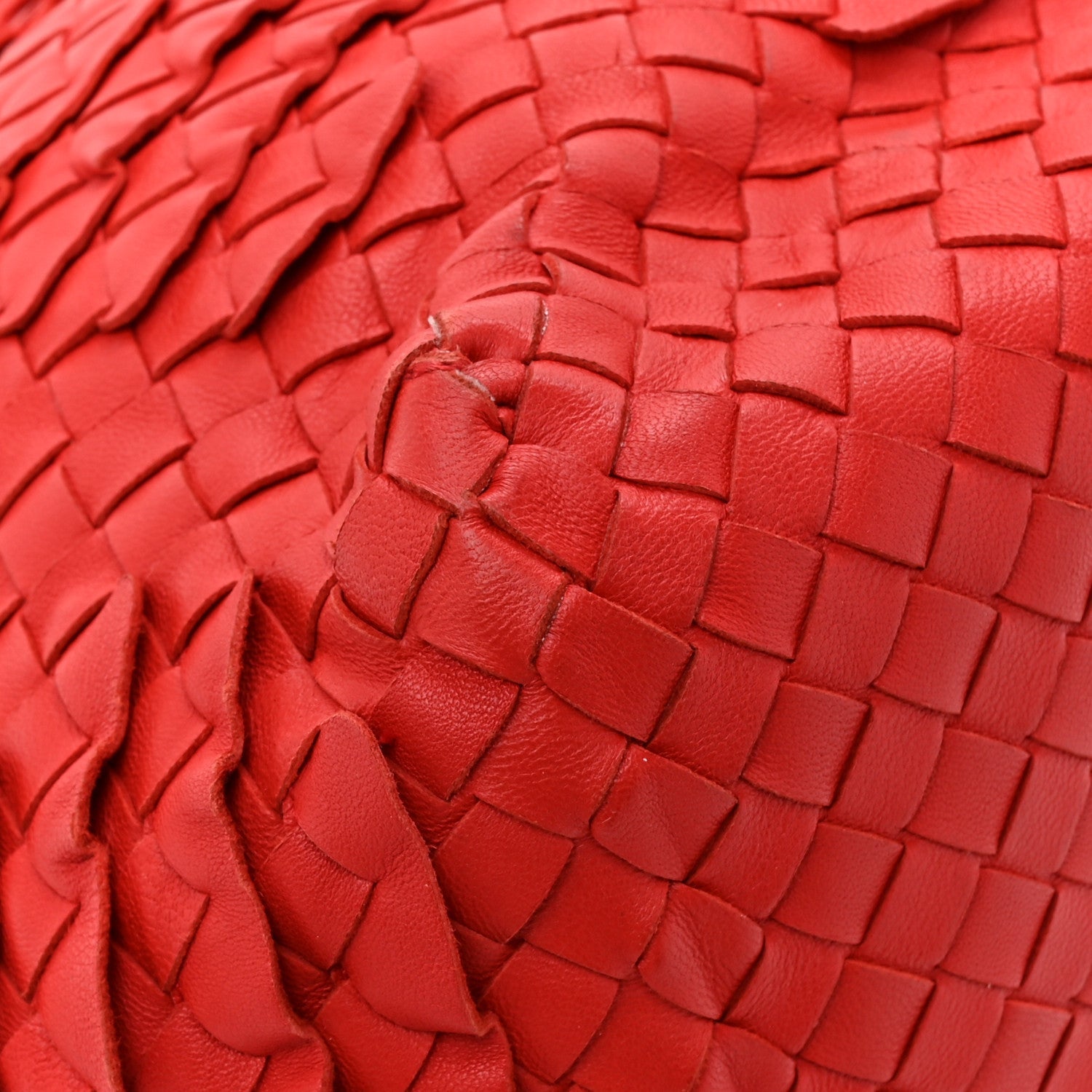 Nappa Intrecciato Ruffle Tote Red