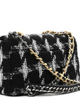 Tweed Quilted Large CHNL 19 Flap Black White