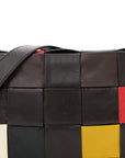 Paper Calfskin Maxi Intreccio Cassette Crossbody Bag Brown Multicolor