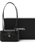 Shiny Caviar Preppy Coco Long Vanity With Strap Black