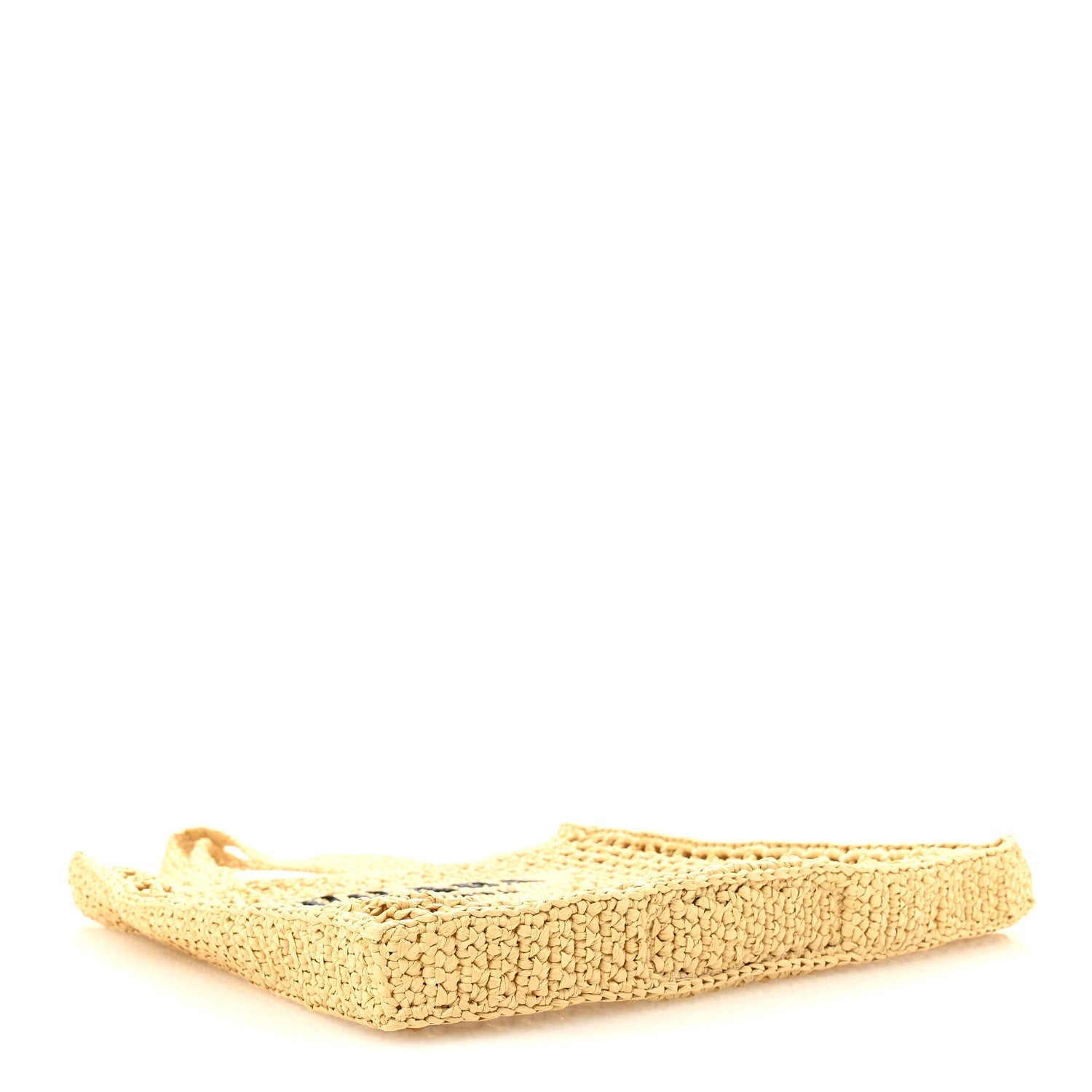 Yarn Raffia Effect Crochet Logo Embroidered Tote Bag Naturale