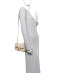Metallic Goatskin Quilted Mini Rectangular Flap Gold