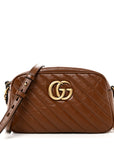 Glazed Calfskin Matelasse Diagonal Small GG Marmont Chain Shoulder Bag Cuir