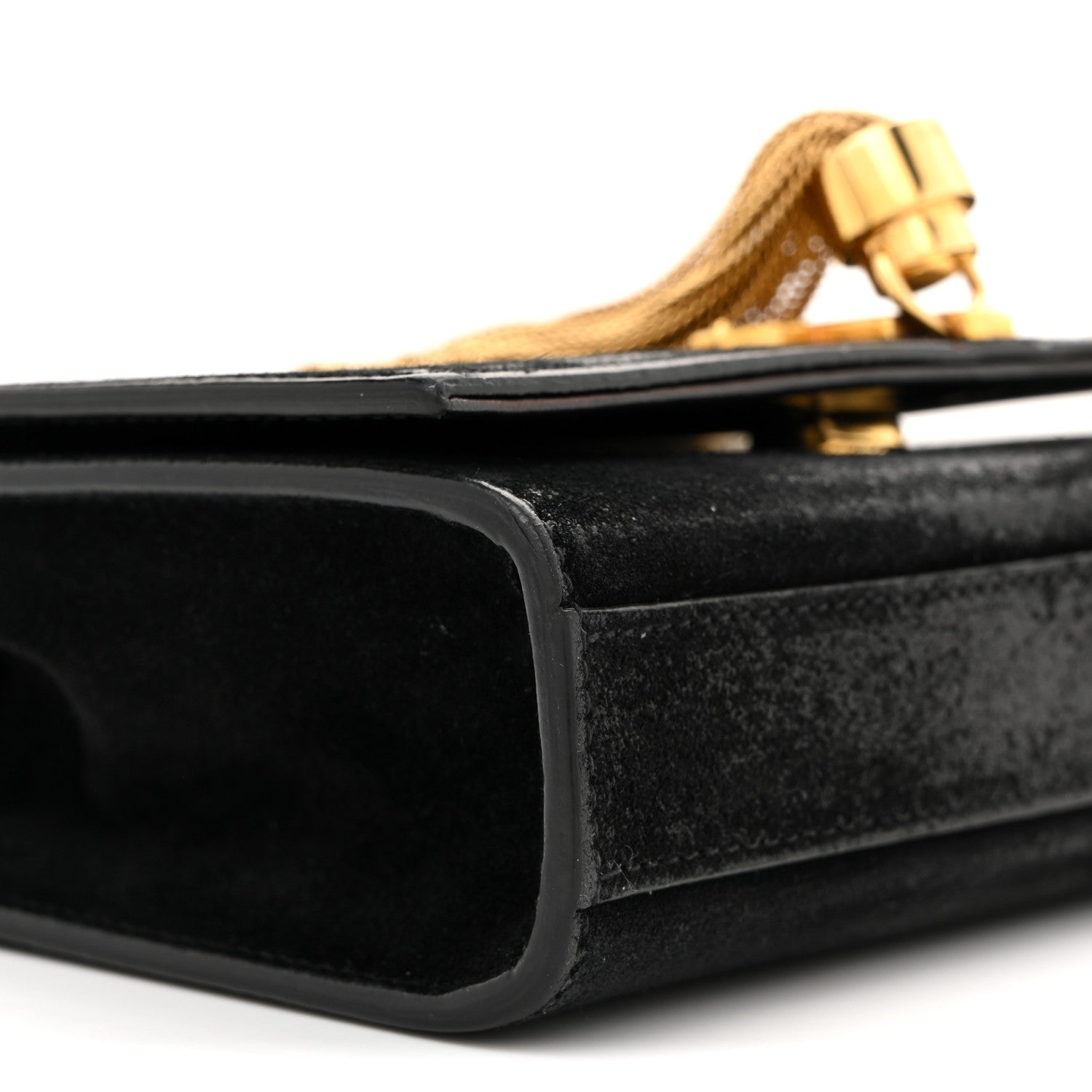 Suede Small Classic Monogram Kate Tassel Satchel Black
