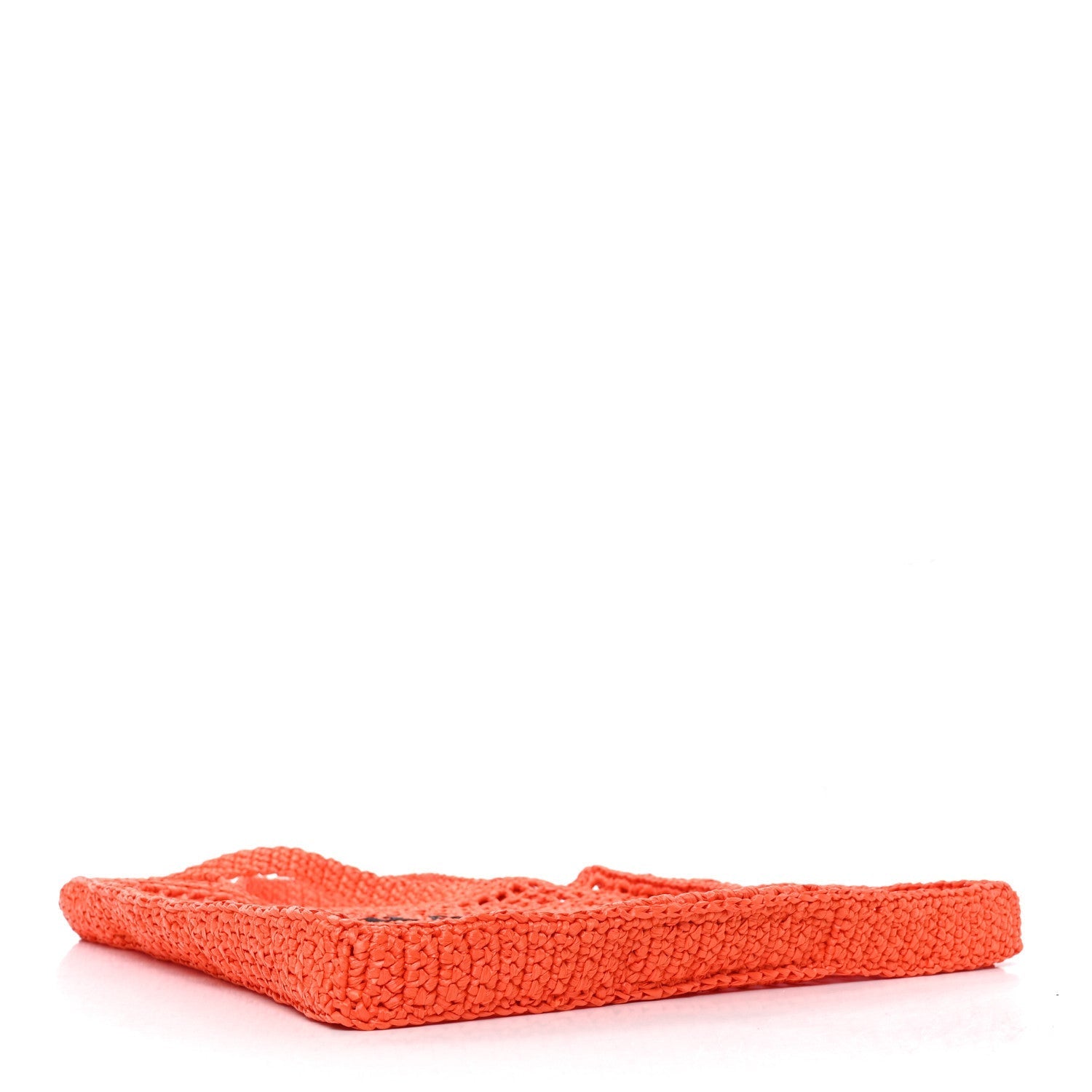 Yarn Raffia Effect Crochet Logo Embroidered Tote Bag Arancio