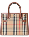 Calfskin Vintage Check Mini Two Handle Title Bag Archive Beige