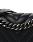 Calfskin Chevron Quilted Medium Boy Flap Black