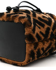 Shearling Vitello Dolce F is FNDI Macro FF 1974 Mini Mon Tresor Bucket Bag Tobacco Black