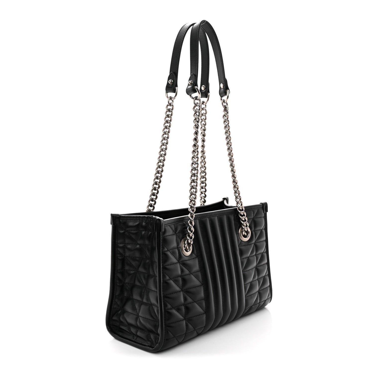 Calfskin Matelasse Aria Small GG Marmont Shoulder Tote Black