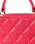Lambskin Quilted Small Trendy CC Bowling Bag Pink