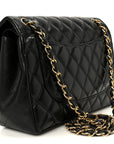Lambskin Quilted Jumbo Double Flap Black