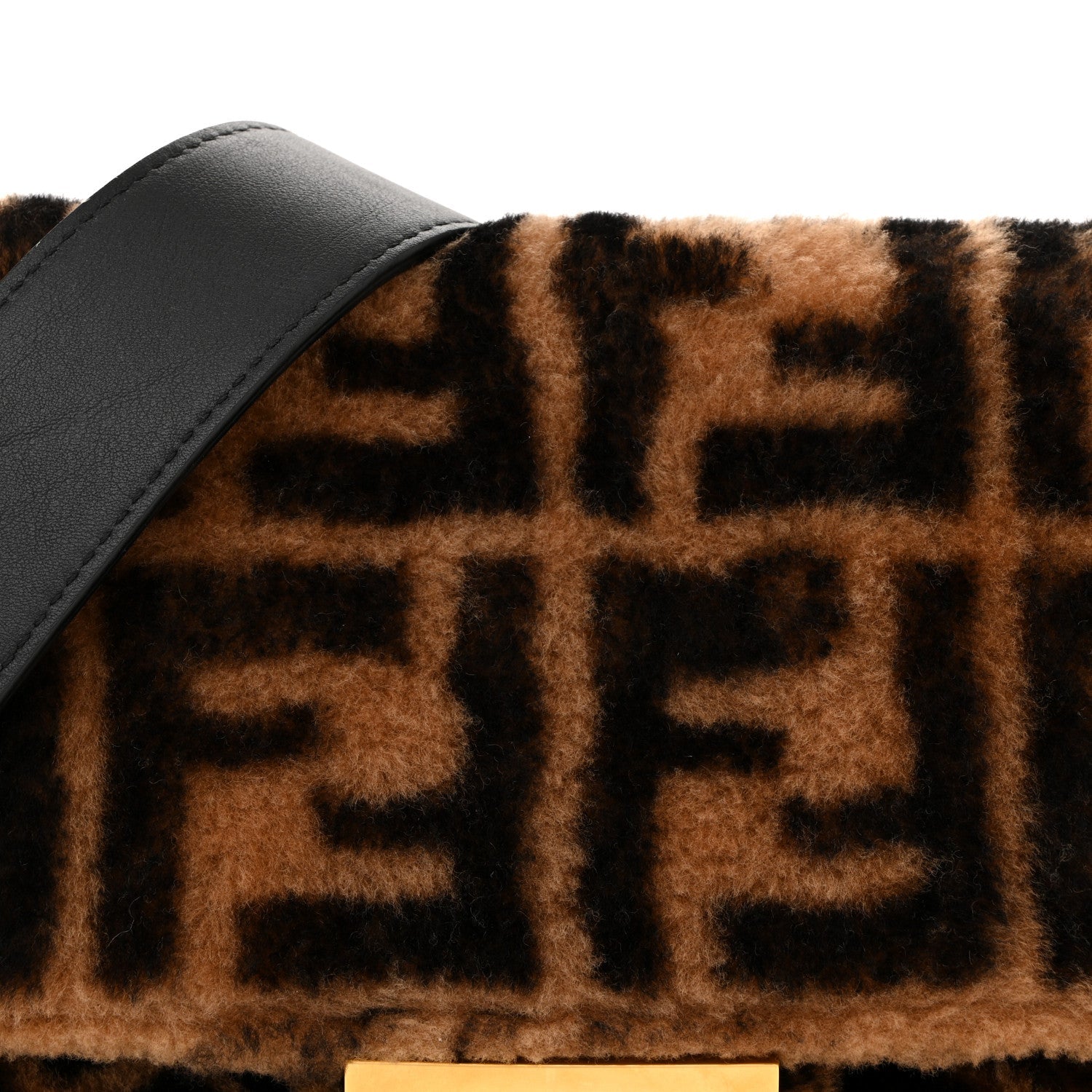 Shearling Vitello Dolce Macro FF 1974 Baguette Tobacco Black