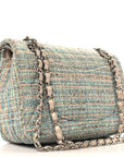 Tweed Quilted Medium Double Flap Blue Multicolor