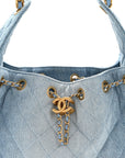 Washed Denim Quilted Small CHNL 25 Handbag Blue