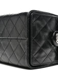 Shiny Crumpled Calfskin Quilted Small CHNL 25 Handbag Black