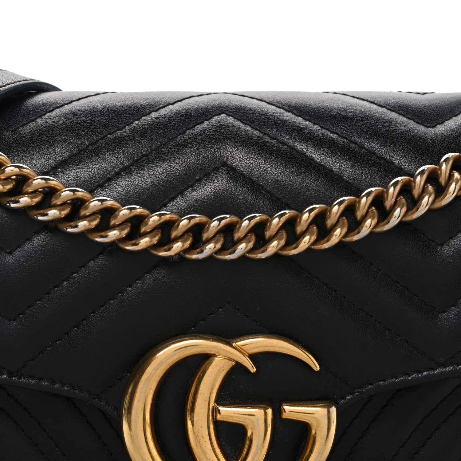 Calfskin Matelasse Small GG Marmont Shoulder Bag Black
