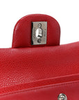 Caviar Quilted Medium Double Flap Red